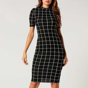 Cocktail gingham midi dress
